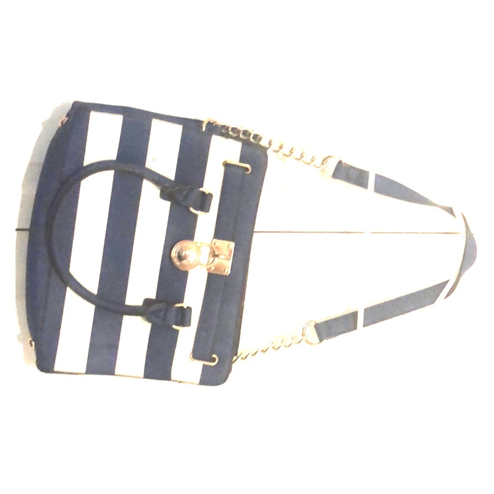 Blue striped handbag
